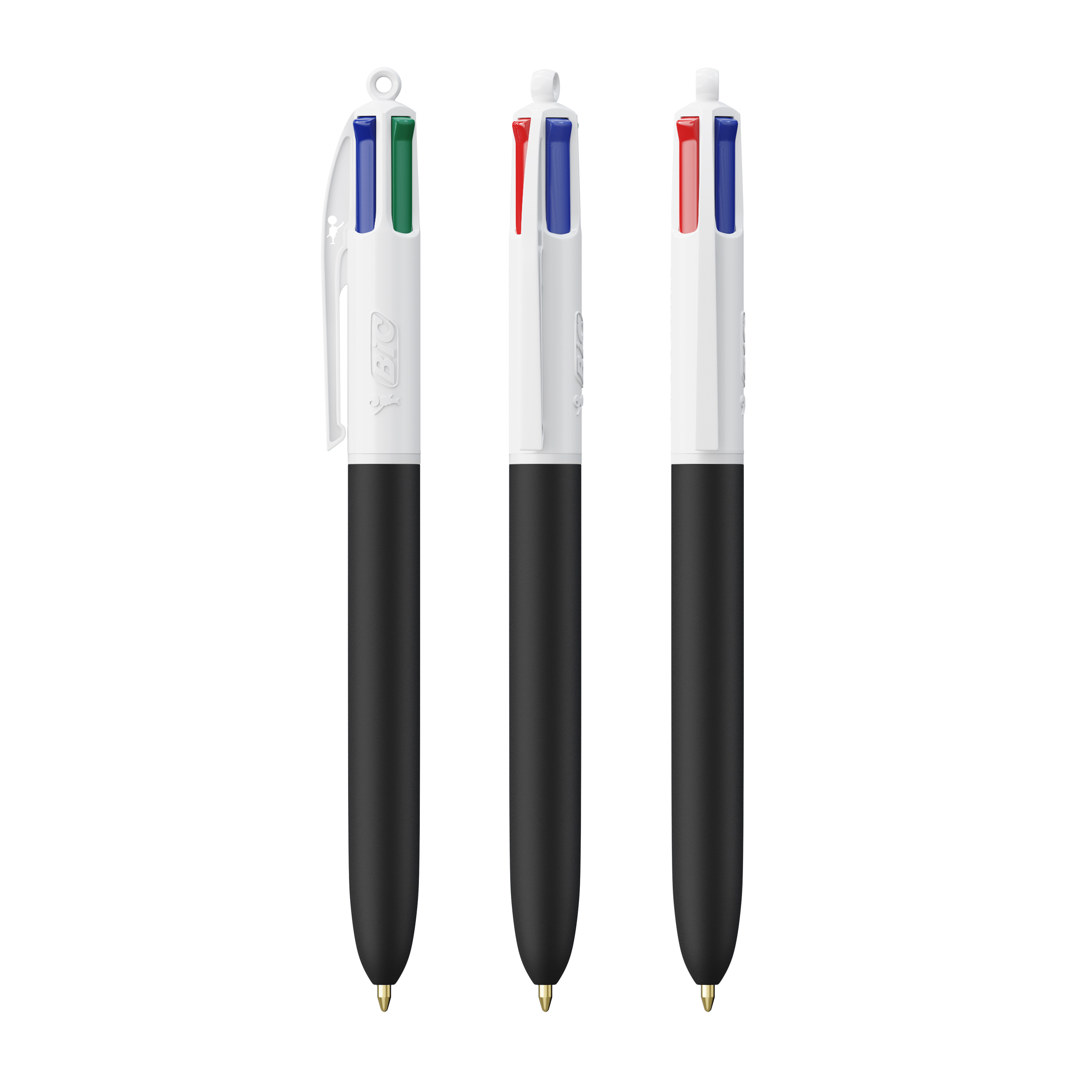 Stylo BIC® publicitaire 4 Couleurs Soft Blanc - noir soft